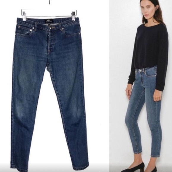 APC New Cure H Tres Etroit Mid Rise Straight Leg Ankle Cropped Jeans Denim sz 30 - Picture 1 of 9
